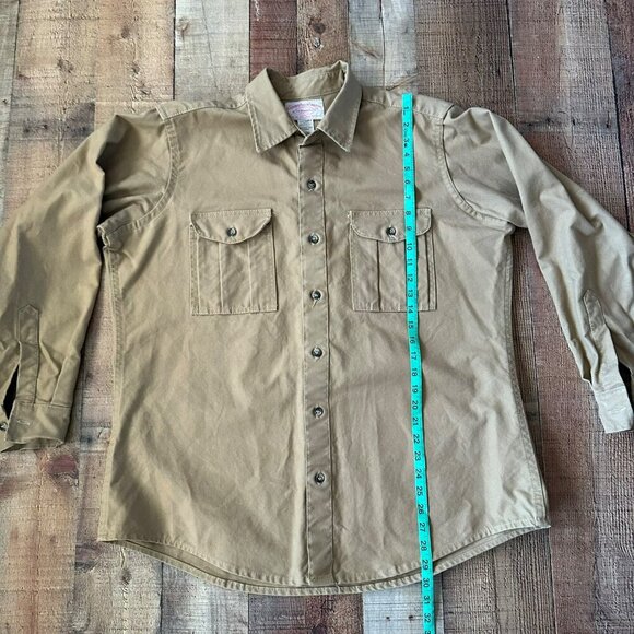 Vintage Filson Mens Khaki Shirt Size 44 Cotton Long Sleeve Button-Up - Picture 3 of 7